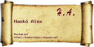 Haskó Alex névjegykártya
